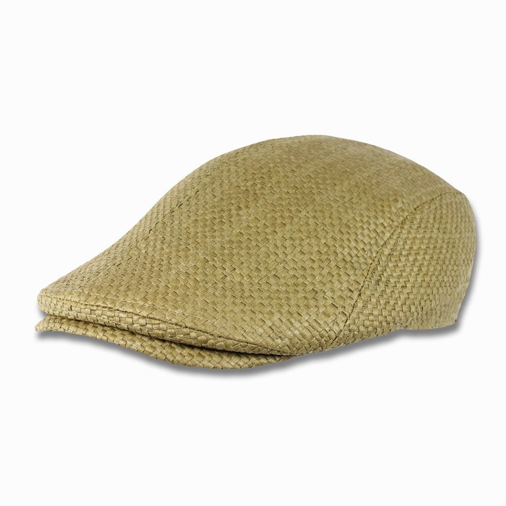 Mens Tea Color Raffia Straw Newsboy Hat Ivy Cap Golf Flat